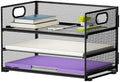 Marbrasse 3 Tier Paper Organizer Letter Tray, Mesh File Organizer with Handle, Paper Sorter Desk Organizer for Home Office Supplies