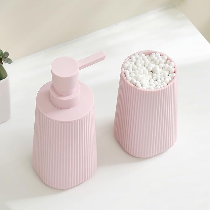 Bathroom Accessories 2 Piece Soap Dispenser and Toothbrush Holder Set Striped - Image 4