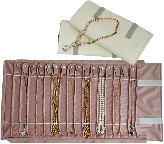 Portable Jewelry Roll Untangled Secure Necklace Travel Storage Bag Displays - Image 2