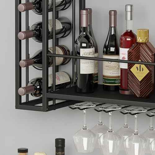 Wall Mounted Wine Rack, 31.5" W x 9.8" D x 21.6" H