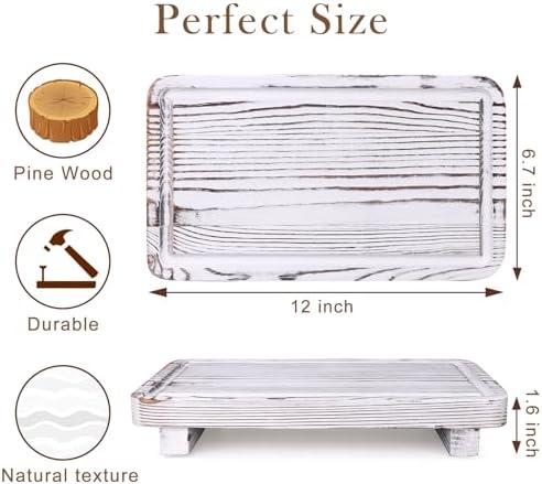Rustic White Bathroom Counter Tray Kitchen Countertop Trays Decorative