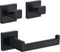 3PCS Bathroom Hardware Set, Matte Black Toilet Paper Holder, 2 Square Towel by Unknown