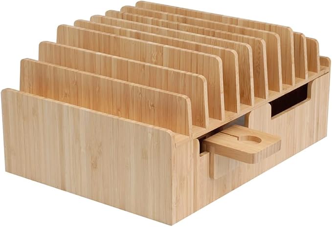 MobileVision Bamboo 10-Port Charging Station & Compatible Adapter by MobileVision