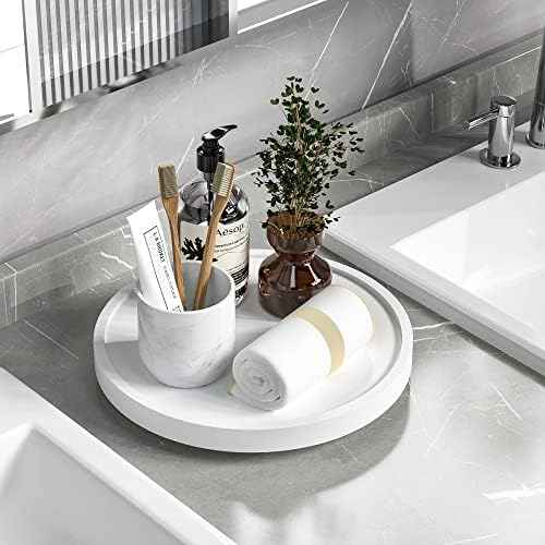 Turntable Vanity Tray, 10 Inch Bamboo Kitchen Sink Countertop