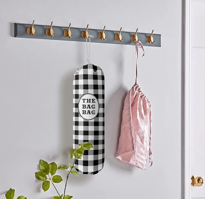Black White Buffalo Check Plaid Grocery Bags Holder Organizer - Image 5