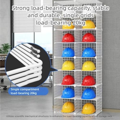 Stackable Safety Helmet Storage Boxes Large Adjustable Hard Hat Placement Rack with Wheels for Construction Site/Workshop/Factory - Multifunctional Safety Helmet/Helmet Display Shelf (3 * 6)