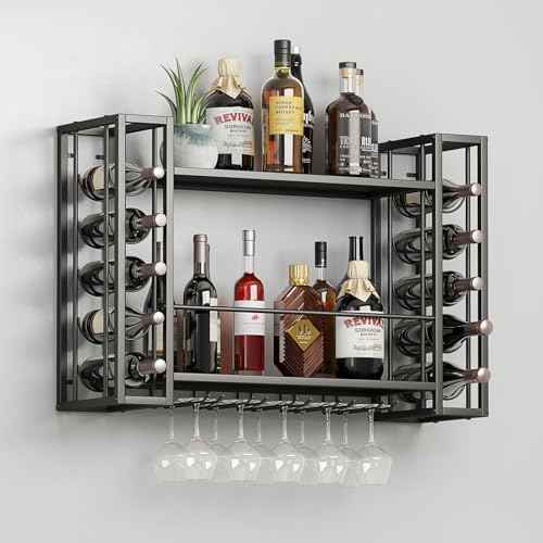 Wall Mounted Wine Rack, 31.5" W x 9.8" D x 21.6" H