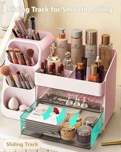 Anylady Large Capacity Makeup Organizer Countertop with Makeup Brush