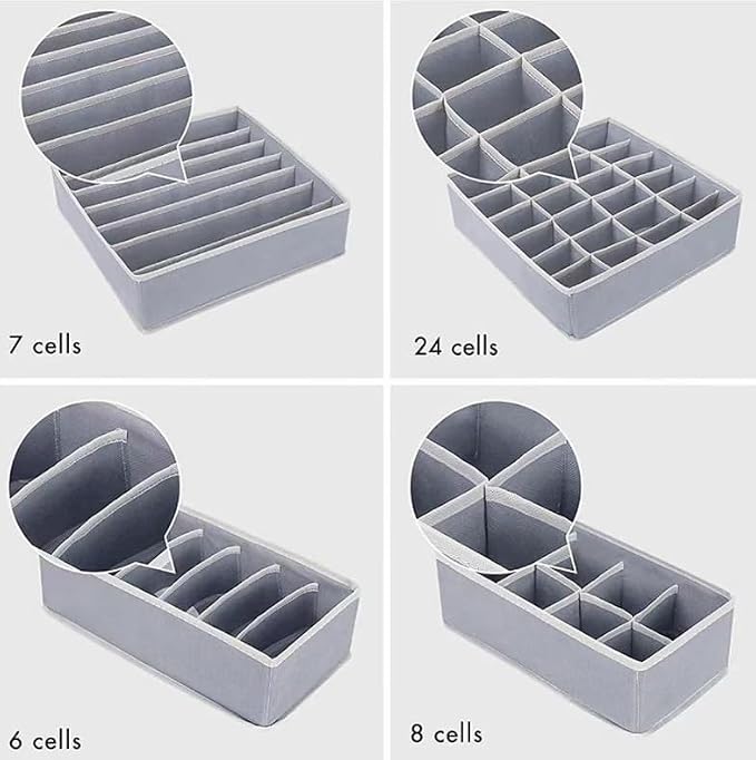 4 Piece Drawer Organiser, Collapsible Non-Woven Sorting Box, Closet Divider - Image 2