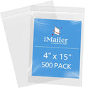 iMailer - 4" x 15" 500 Pack- 2 Mil Resealable Zip Bags- Small Clear Plastic Bags by iMailer