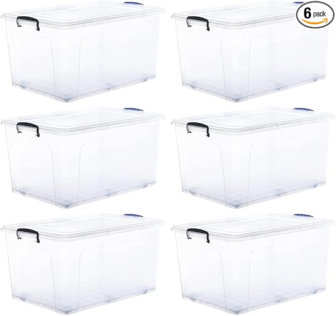 Superio Storage Bins with Lids- Clear Boxes by Superio