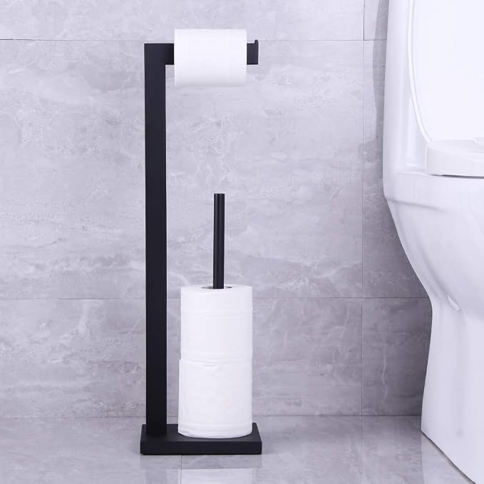 Matte Black Toilet Paper Holder Stand Toilet Paper Roll Holder - Image 4