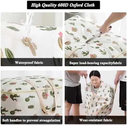 105L Extra Large Storage Bags for Pillow, Blanket, Quilt, King Comforter, Bedding, Clothes, Sheets - Folding Moving Storage Bag Closet Organizers with Strong Handles & Zippers (2 Pack, Blue)