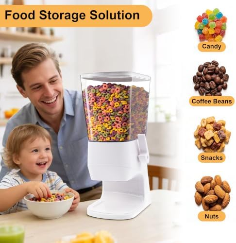 Cereal Dispenser Countertop 2Pcs, Cereal Containers Storage Snack Dispenser for Pantry, 3.2L Dry Food Dispenser for Grains, Nuts, Snack,Oatmeal, Pet food, White