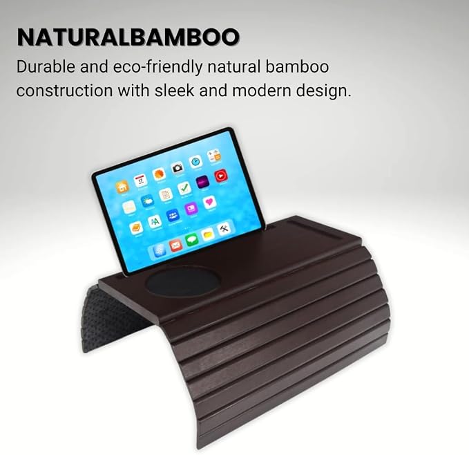 Bamboo Sofa Arm Tray, Couch Arm Table Caddy - Image 6