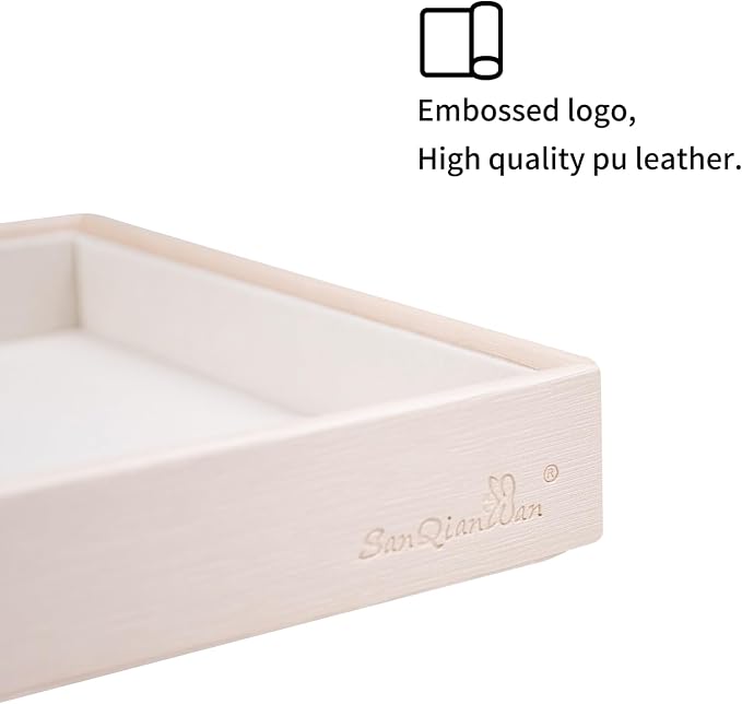 SANQIANWAN Leather Jewelry Organizer Trays Velvet Liner Storage Drawer Display - Image 4