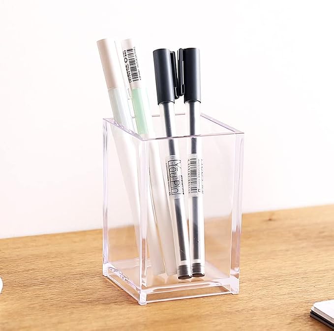 2 Pack Clear Acrylic Pencil Pen Holder Cup, Acrylic Cosmetic Brushes Storage - Image 7