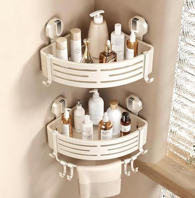 VOLPONE Corner Shower Caddy Suction Cup Shower Shelf Corner No Drilling by VOLPONE