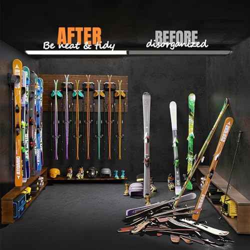 Ski & Snowboard Wall Rack for Garage - Fits Any Board, Wall Mount Holders, Damage-Free Storage, Space-Saving Winter Gear Organizer