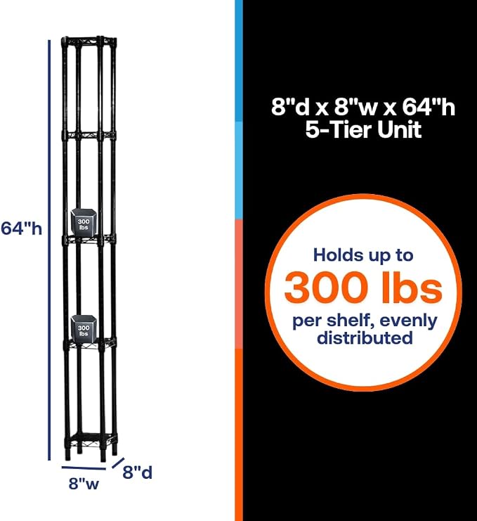 Shelving Inc. 8" d x 8" w x 64" h Black Wire Shelving - Image 2