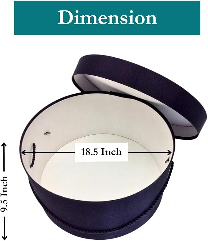 Sarah's Hat Boxes Classic Black Hat Box – 18.5" x 9.5" Handmade in USA – - Image 5
