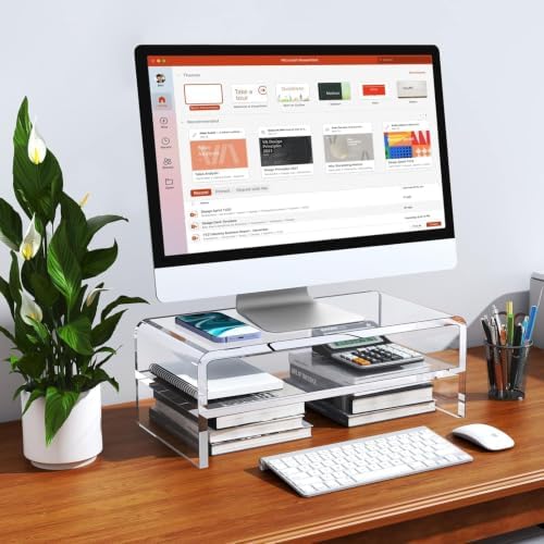 Egchi Acrylic Monitor Stand, 2 Tiers Clear Monitor Riser Computer
