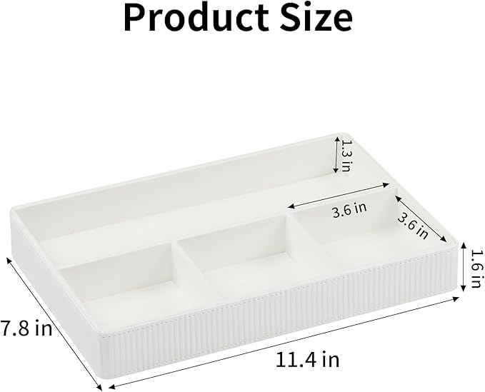 PU Leather Valet Tray, Decorative Trinket Vanity Desk Drawer Organizer Tray - Image 6