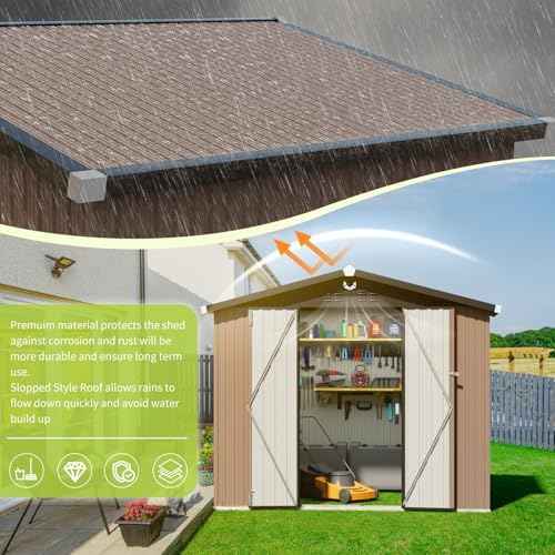 Metal Storage Shed, 8x6 Outdoor Storage Building,Large Backyard Garden Shed with Locking Door,Waterproof Outside Storage Shed with Lockable Doors