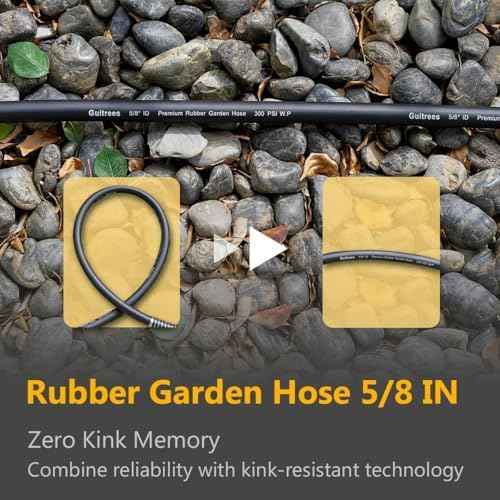 Guitrees 50FT 5/8 Heavy Duty Rubber Garden Hose - 300psi Working