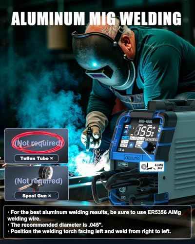 AZZUNO 155A Aluminum MIG Welder, 110V/220V 5-in-1 Wire Feed Welder