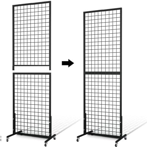 NectaCol Grid Wall Panels, 2 Packs 2'x 6' Gridwall Panels Tower with T-Base, Black Wire Grid Wall Display Rack, Craft Show Display Rack, Art Gridwall Display Stand