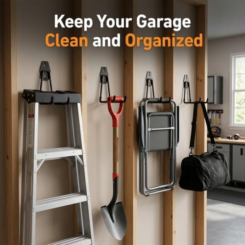 Garage Hooks, 4 Pack Large Square Wall Hooks for Hanging Heavy Duty
