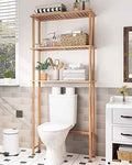 AmazerBath Bamboo Over The Toilet Storage Shelf, 3-Tier Bathroom Over Toilet Organizer Rack, Freestanding Above Toilet Shelf for Bathroom, Laundry, Space Saver, Natural Color