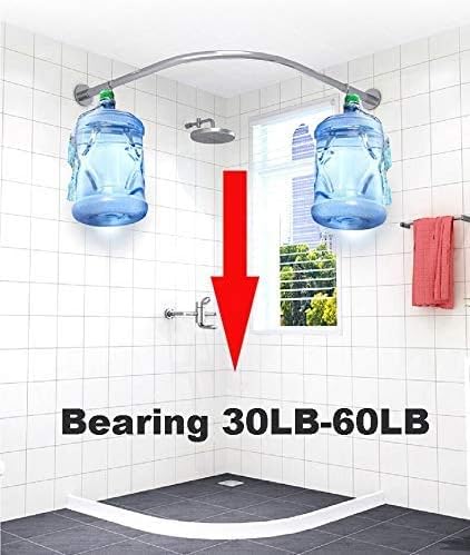 Corner Shower Curtain Rod Adjustable Stainless Steel L Shaped Rack Drill Free - Image 4