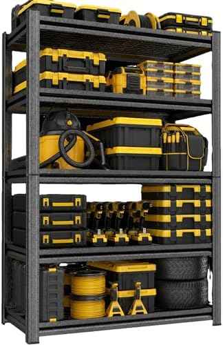 Garage Shelving 3000LBS Storage Shelves Heavy Duty 5-Tier Adjustable Garage Storage Shelves Metal Shelving Units for Warehouse, Basement, Commercial, Industrial, 72"H×35.4"W×15.7"D, Black