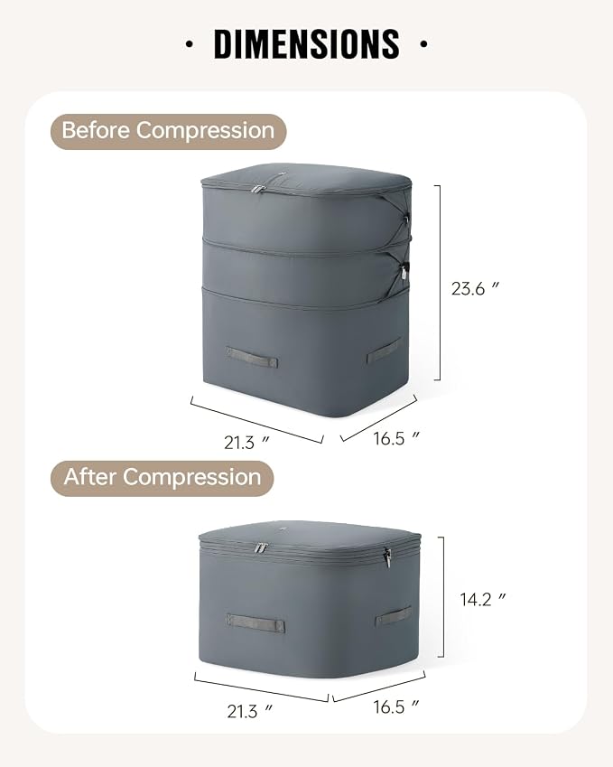 Eachy 3-Pack Comforter Storage Bag Blanket Storage Bags, 136L Compression - Image 7