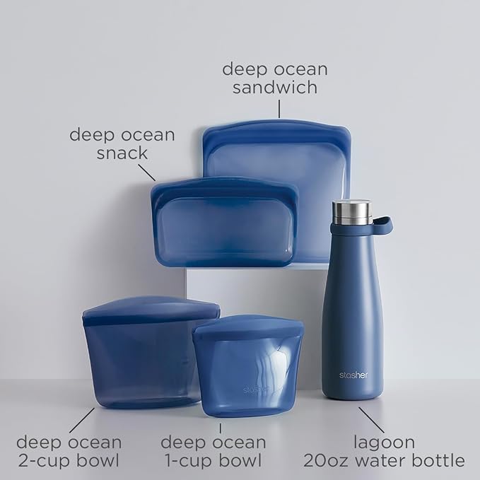 Stasher On-The-Go Boxed Starter Kit 5-Pack, Premium Silicone Reuseable Food - Image 2