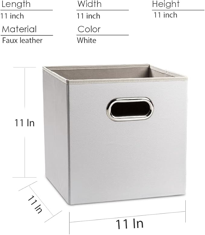 PRANDOM Leather Foldable Cube Storage Bins 11x11 inch Fabric Storage Baskets - Image 6