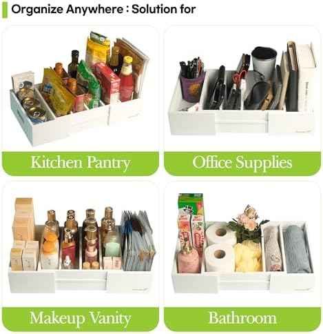 Expandable Bamboo Kitchen Cabinet Organizer for Food Container Lids Holder