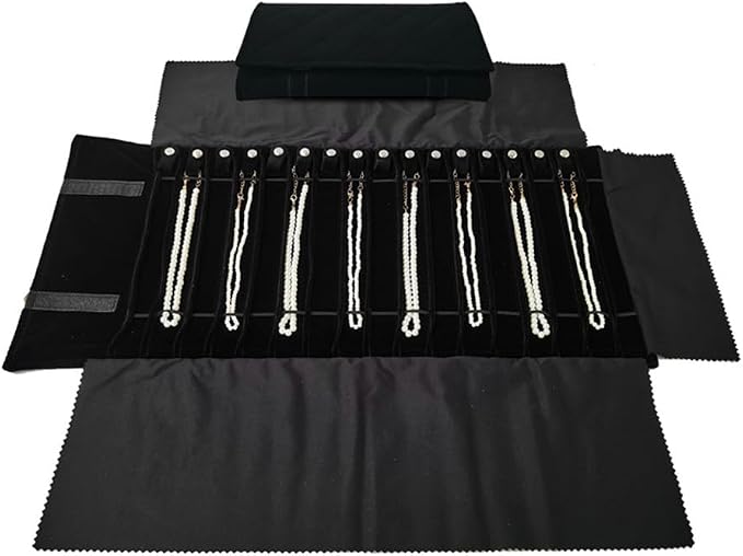 Portable Jewelry Roll Untangled Secure Necklace Travel Storage Bag Displays - Image 5