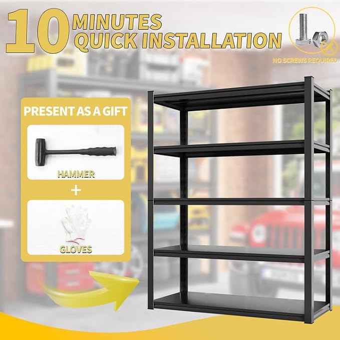 72" H Garage Shelving, 5 Tier Heavy Duty Metal Shelving - Image 7