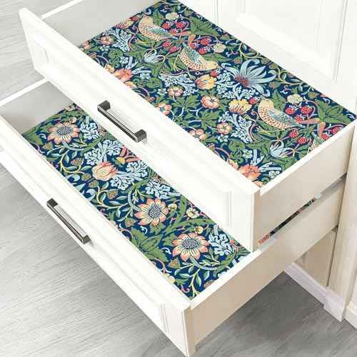 Shelf Liner for Kitchen, Self Adhesive Shelf Drawer and Cabinet Liner, Floral Contact Paper, Non-Slip Waterproof Cupboard Dresser Pantry Liners 17.7 x 78.7 in