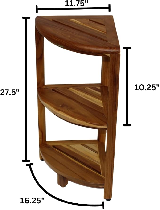 EcoDecors 3-Tier Shelf Waterproof Teak Wood Shower Shelf - Image 3