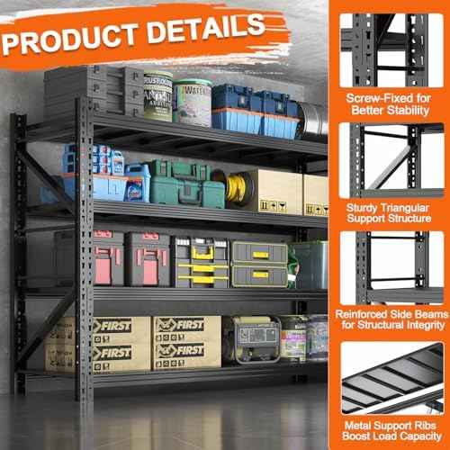 57''W Heavy Duty Storage Shelves, 4000LBS Metal Garage Shelving Units, 4 Tier Adjustable Large Industrial Shelves for Warehouse Workshop Basement (57''W x 23.6''D x 73.2''H)