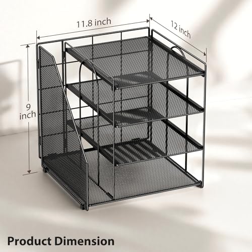 Desk Organizer, 4-Tier Metal File Organizer for Desk with Vertical