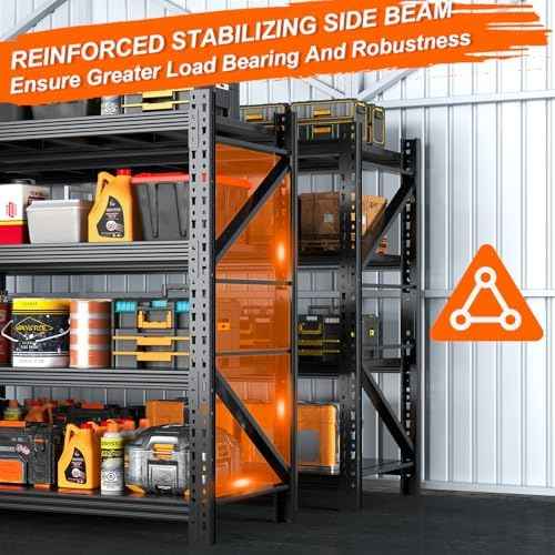 31.5''W Heavy Duty Storage Shelves, 2500LBS Metal Garage Shelving Units, 4 Tier Adjustable Large Industrial Shelves for Warehouse Workshop Basement (31.5''W x 13.8''D x 73.2''H)