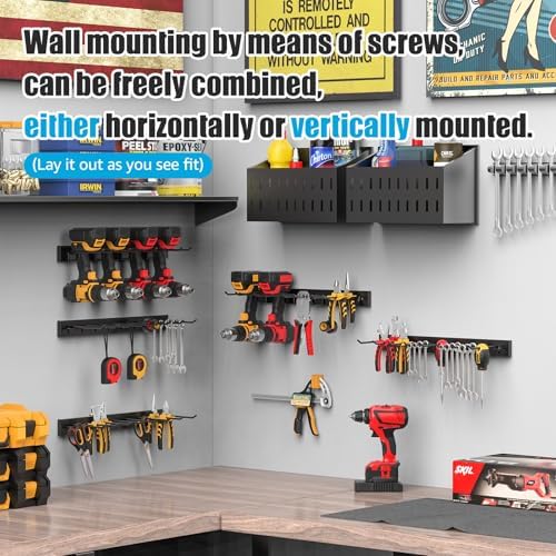 CCCEI 3 Modular Pegboard Strip Storage, Metal Peg Slat Wall Mount for