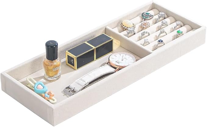 Divided Drawer Organizer Tray, Velvet Jewelry Storage Tray, Necklace Bracelet by FocusOnJewelryDisplay