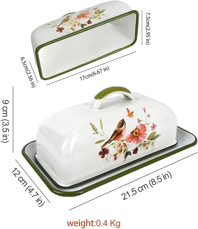 Enameled Farmhouse Vintage Butter Dish - Image 2
