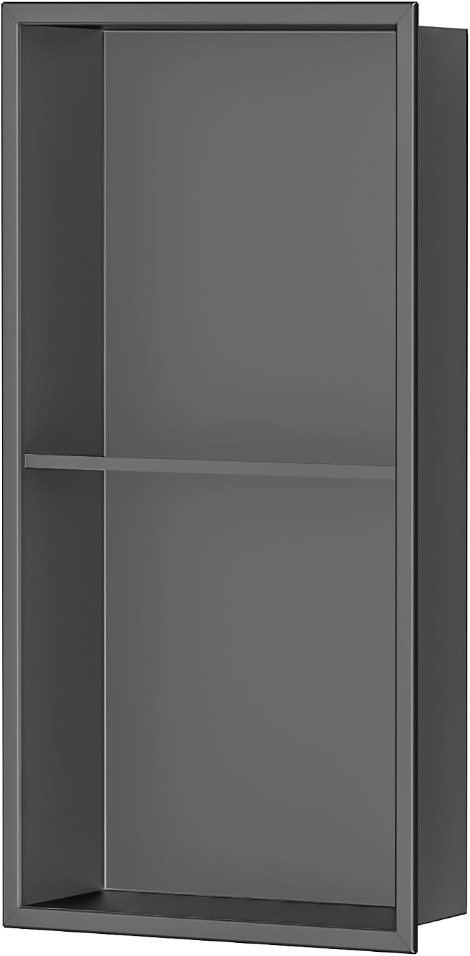 Stainless Steel Shower Niche 24" X 12", No Tile Needed Wall Niche Double Shelves - Image 7